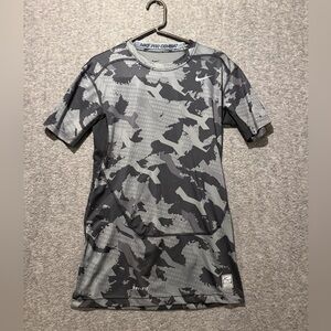 Nike Pro Combat Compression Shirt Tee Mens L camo black gray fitted Dri Fit